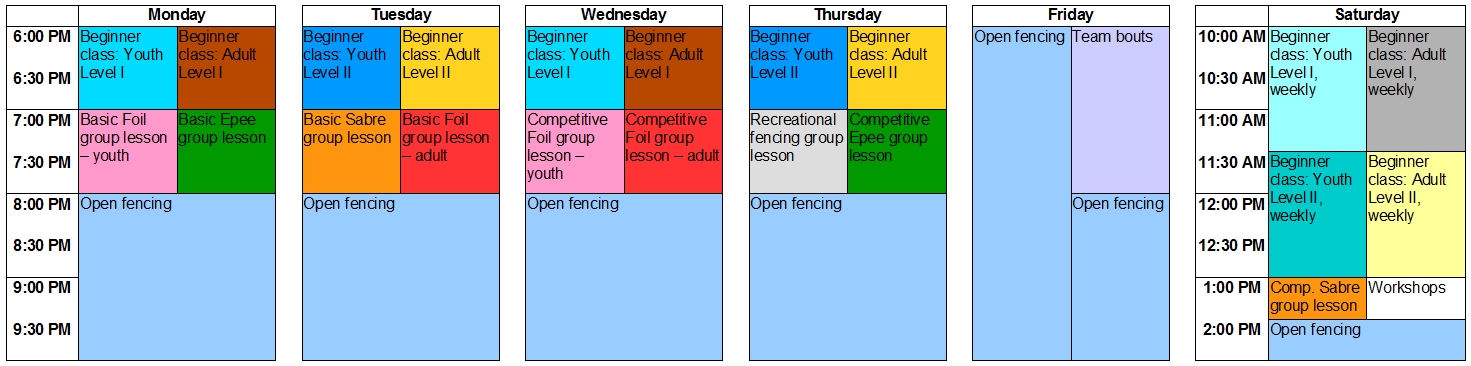 Practice Schedule • Tidewater Fencing Club