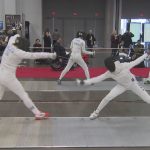 Two fencers face off at the Virginia Beach Natinal American Cup Tournament